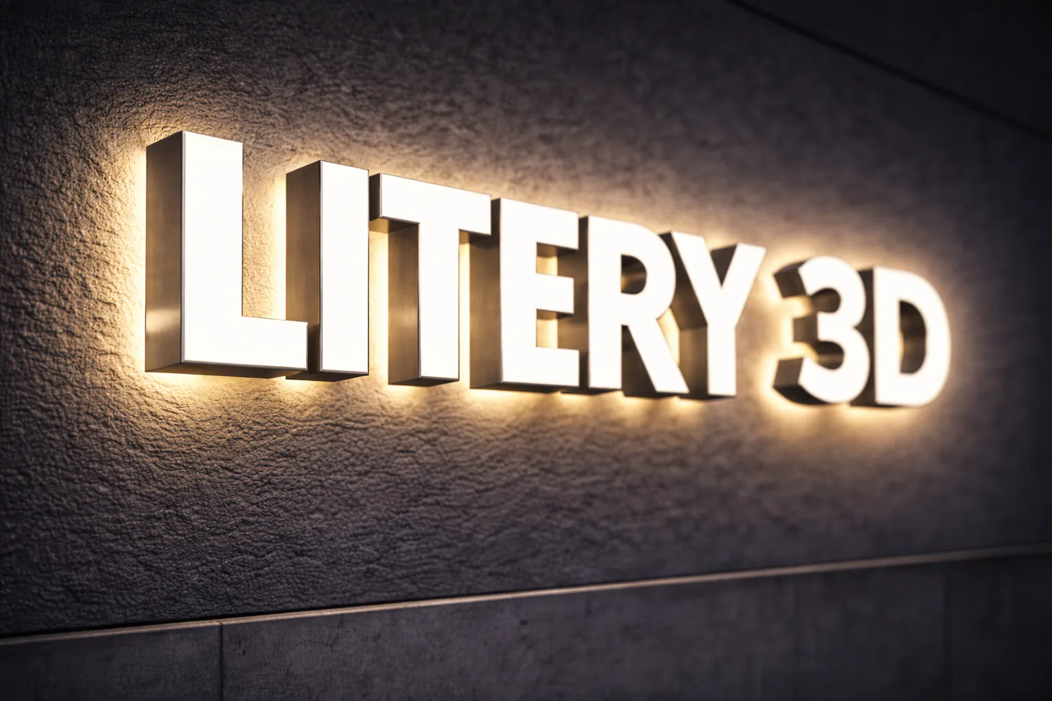 Litery 3D halo — poświata na ścianie za literami